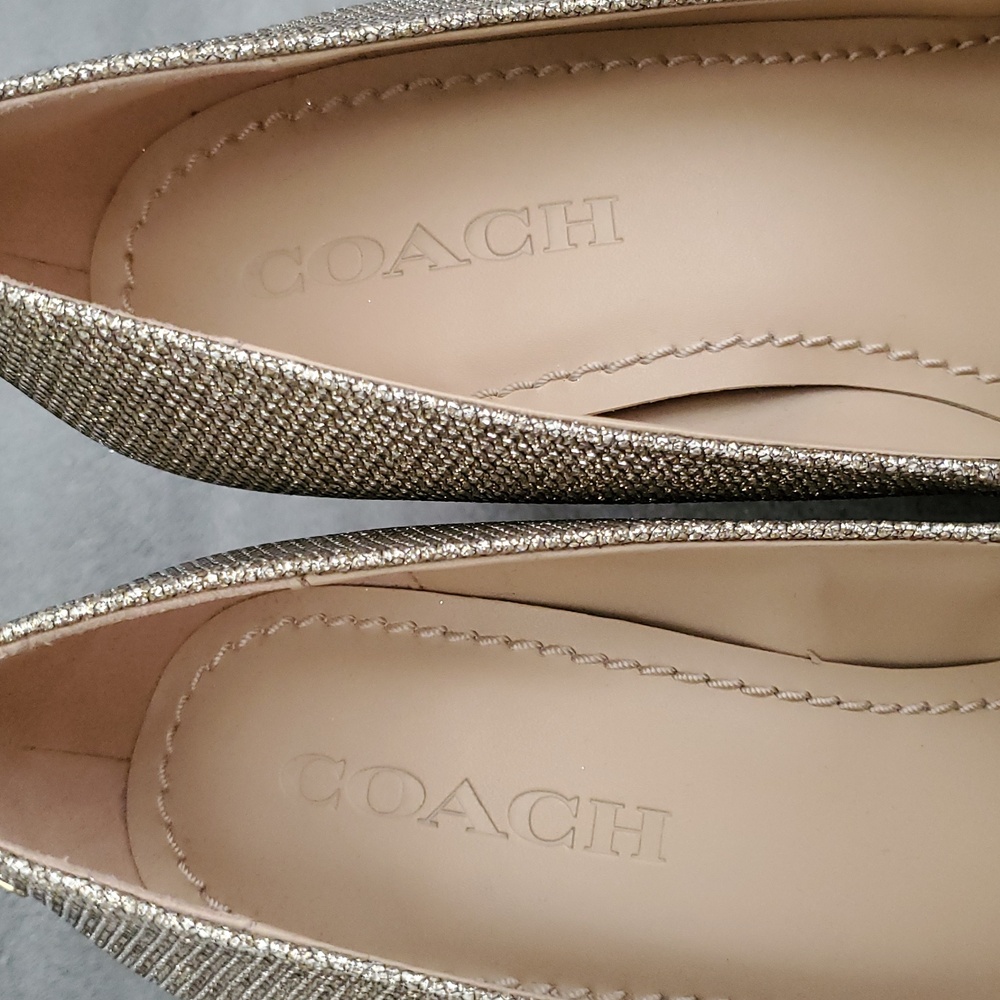 COACH Addie Gold Glitter Pointed Toe Pump Heels SIZE: 8.5B - Picture 9 of 12